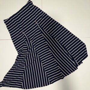 Ralph Lauren Navy and White Striped A-Line Skirt